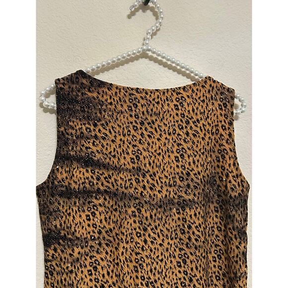 Chicos Animal Print Top Size 1 US Medium Sparkly Jungle Cat Blouse Tank Vintage - Picture 8 of 10